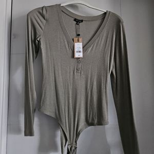 Dynamite Ribbed Henley Bodysuit